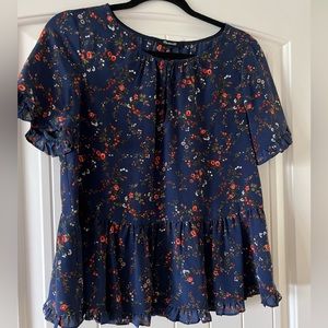 Madewell blue floral blouse. Size XS